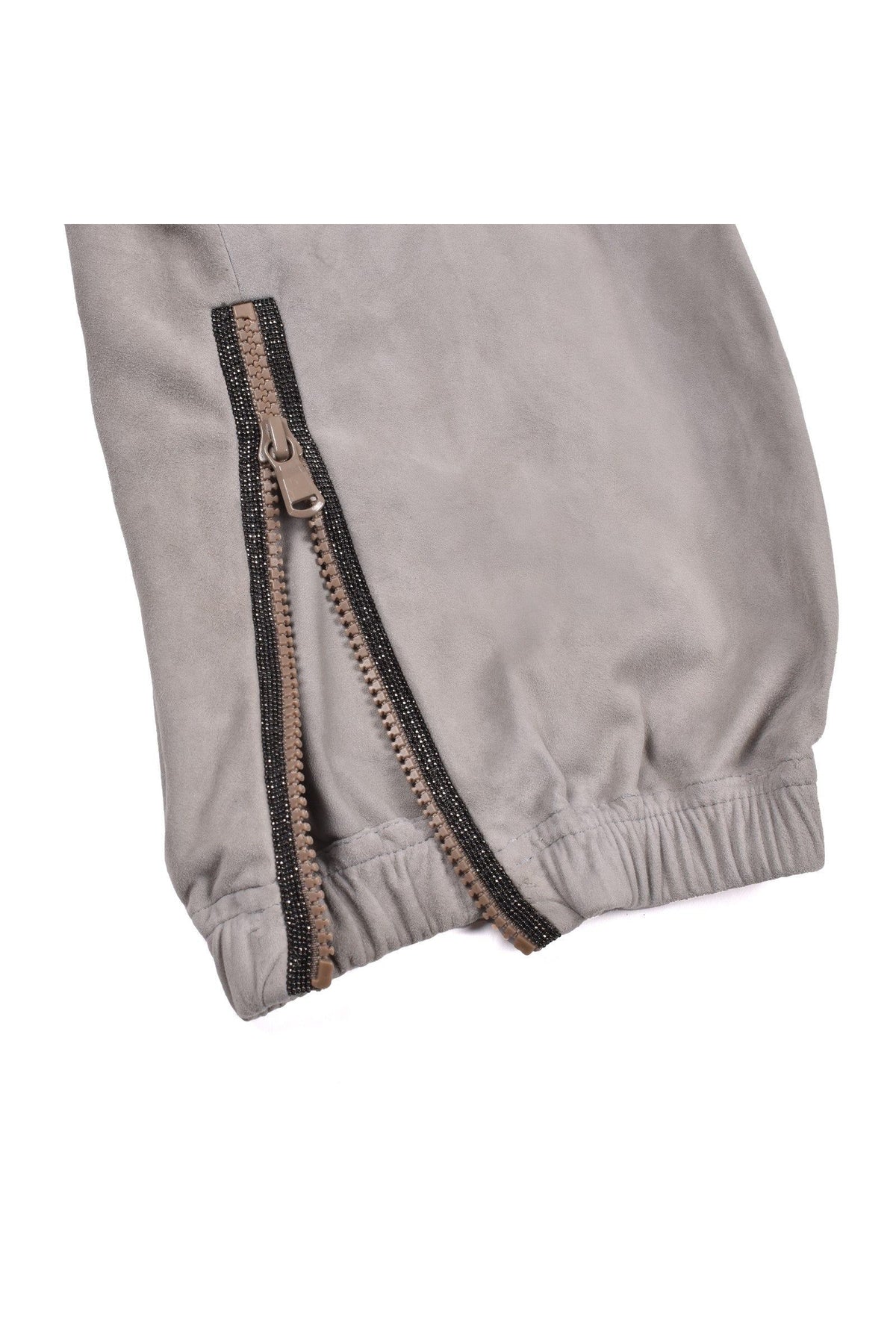 Women's Light Grey Suede Trousers