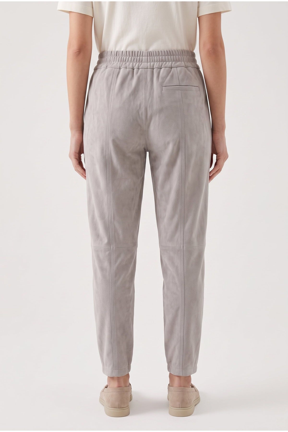 Women's Light Grey Suede Trousers