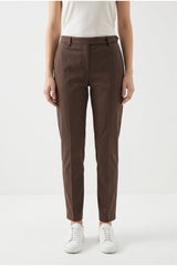 Women's Brown Tailored Cotton Trousers