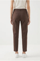 Women's Brown Tailored Cotton Trousers