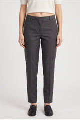 Women's Dark Grey Linen Blend Trousers