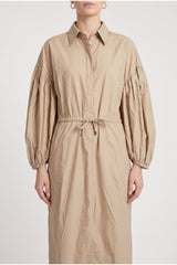 Brunello Cucinelli Women's Beige Gathered Sleeve Dress