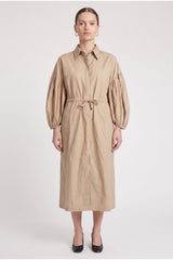 Brunello Cucinelli Women's Beige Gathered Sleeve Dress