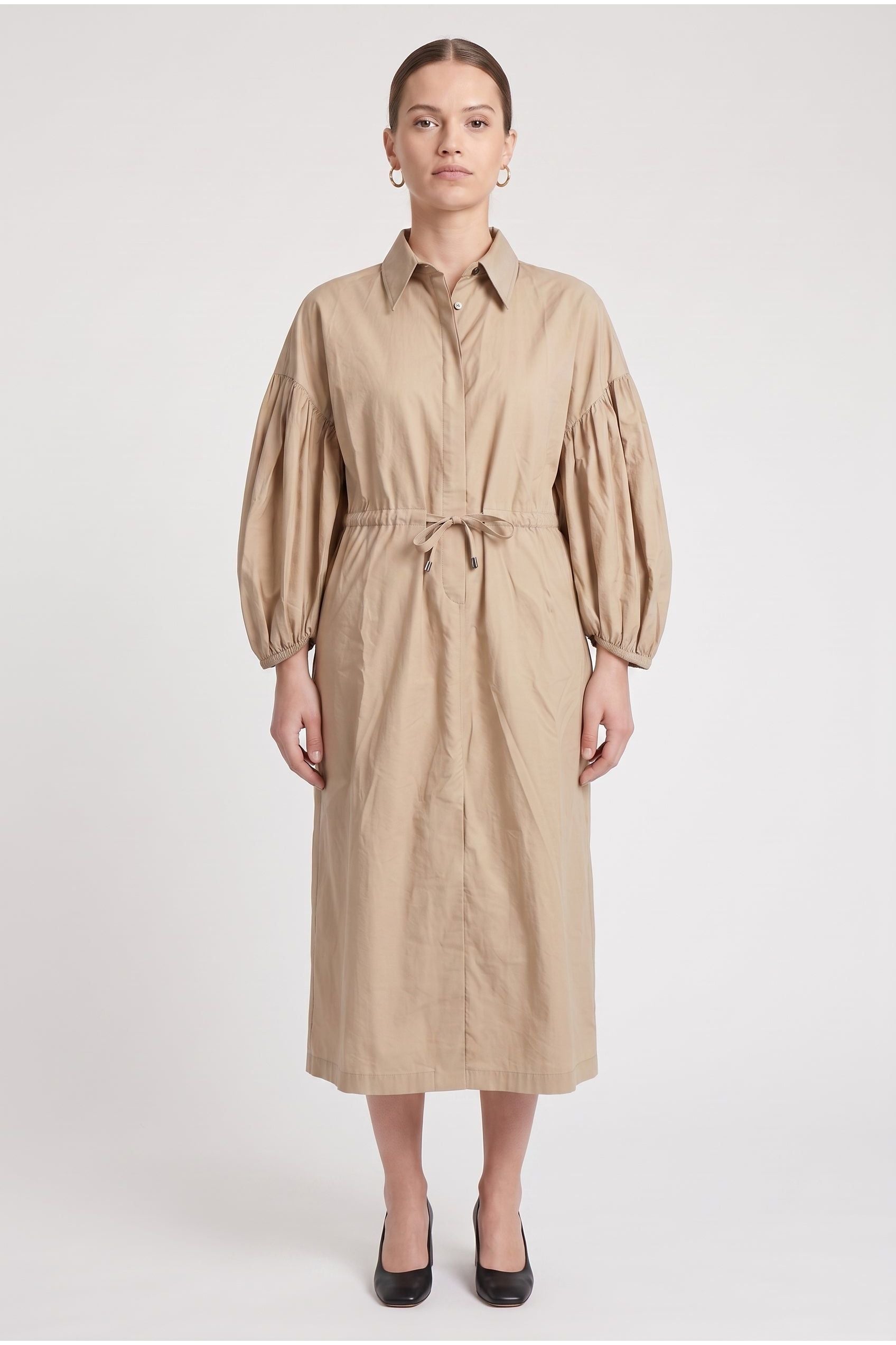 Brunello Cucinelli Women's Beige Gathered Sleeve Dress