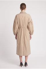 Brunello Cucinelli Women's Beige Gathered Sleeve Dress