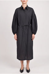 Women's Dark Grey Cotton Shirt Dress