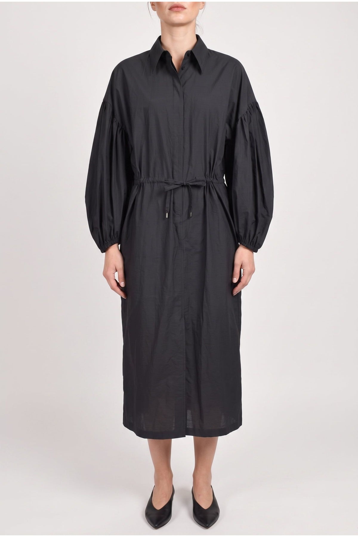 Women's Dark Grey Cotton Shirt Dress