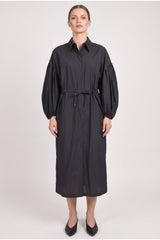 Women's Dark Grey Cotton Shirt Dress