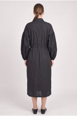 Women's Dark Grey Cotton Shirt Dress