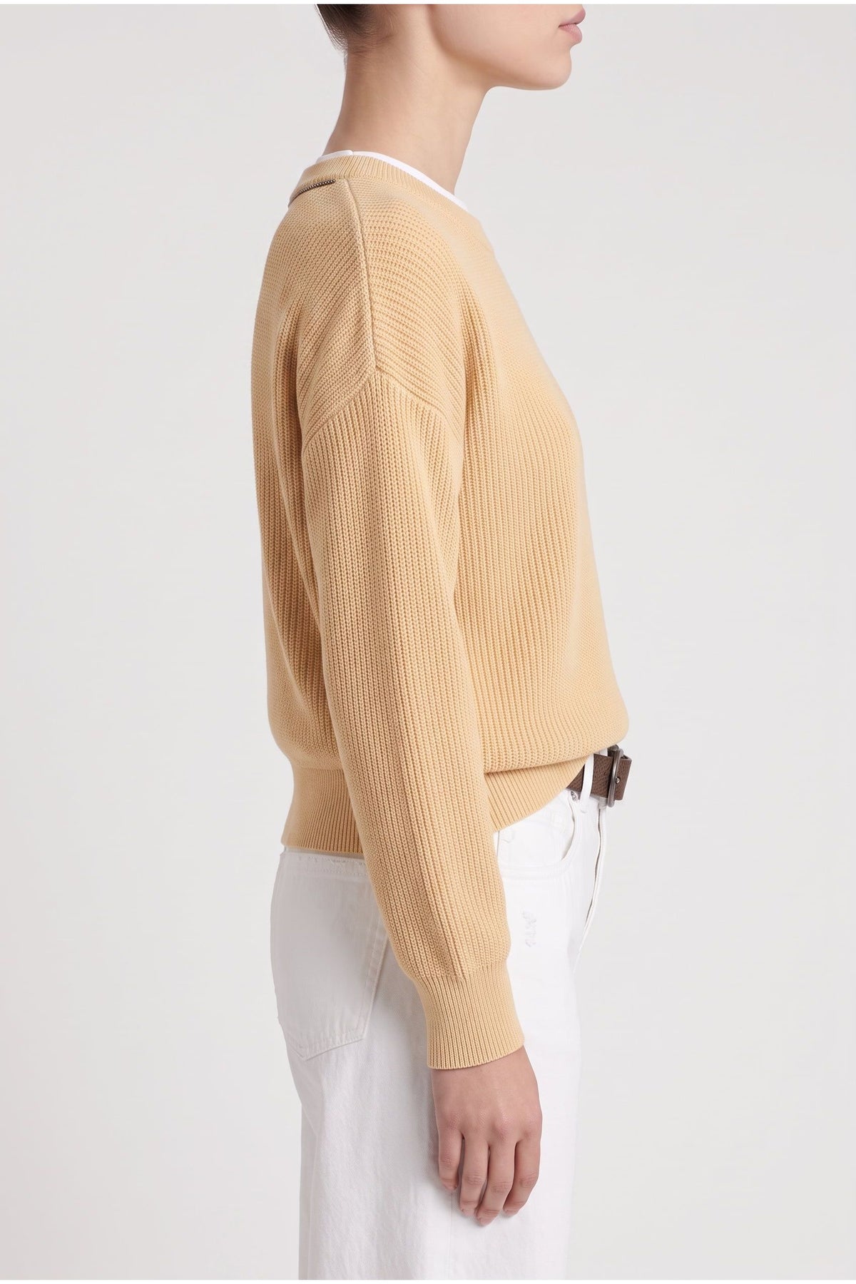 Women's Light Yellow Ribbed Sweater