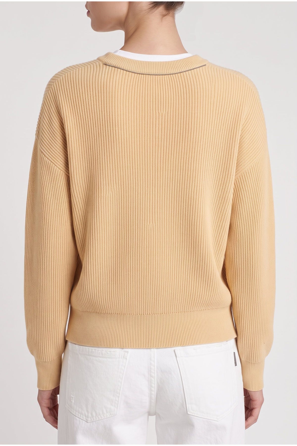 Women's Light Yellow Ribbed Sweater