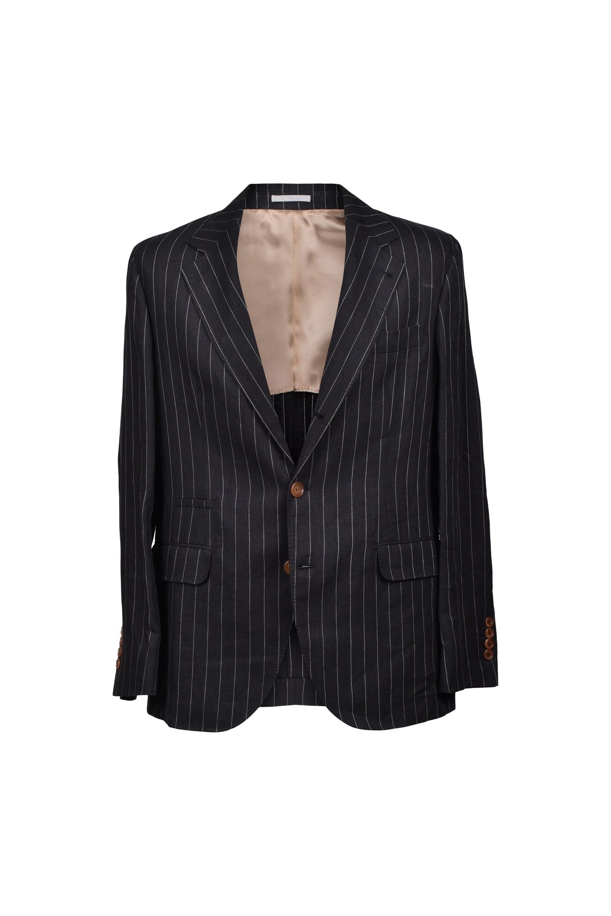 Men's Black Linen Pinstripe Blazer