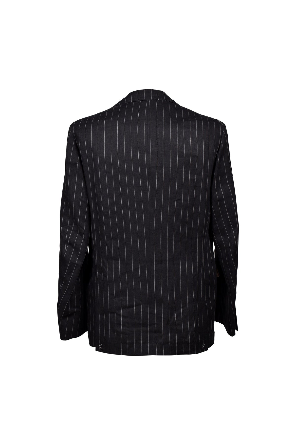 Men's Black Linen Pinstripe Blazer