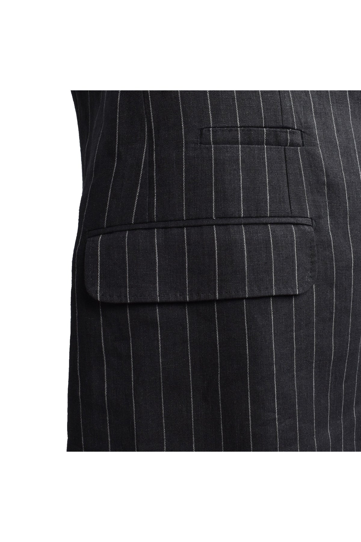 Men's Black Linen Pinstripe Blazer