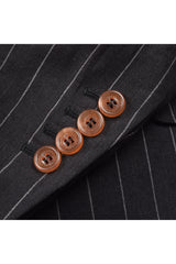Men's Black Linen Pinstripe Blazer