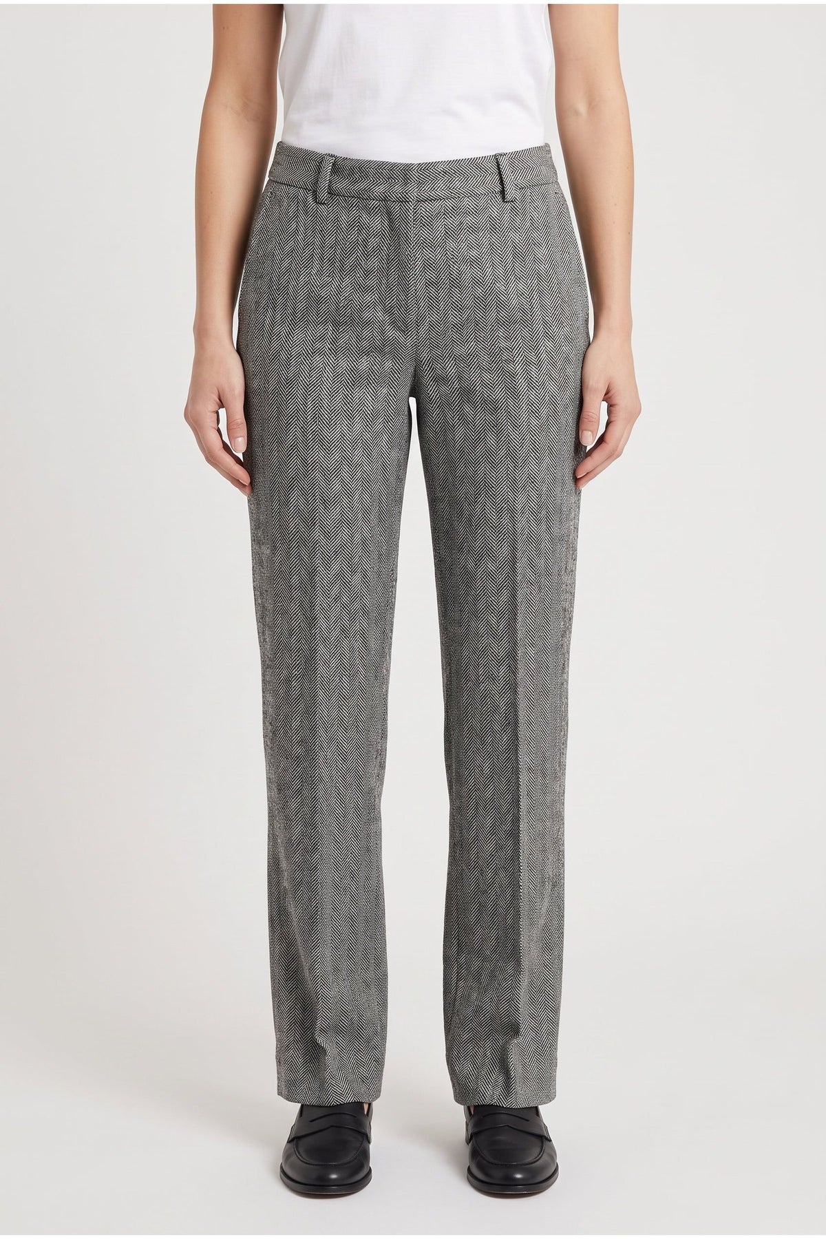 Women's Black White Linen Trousers