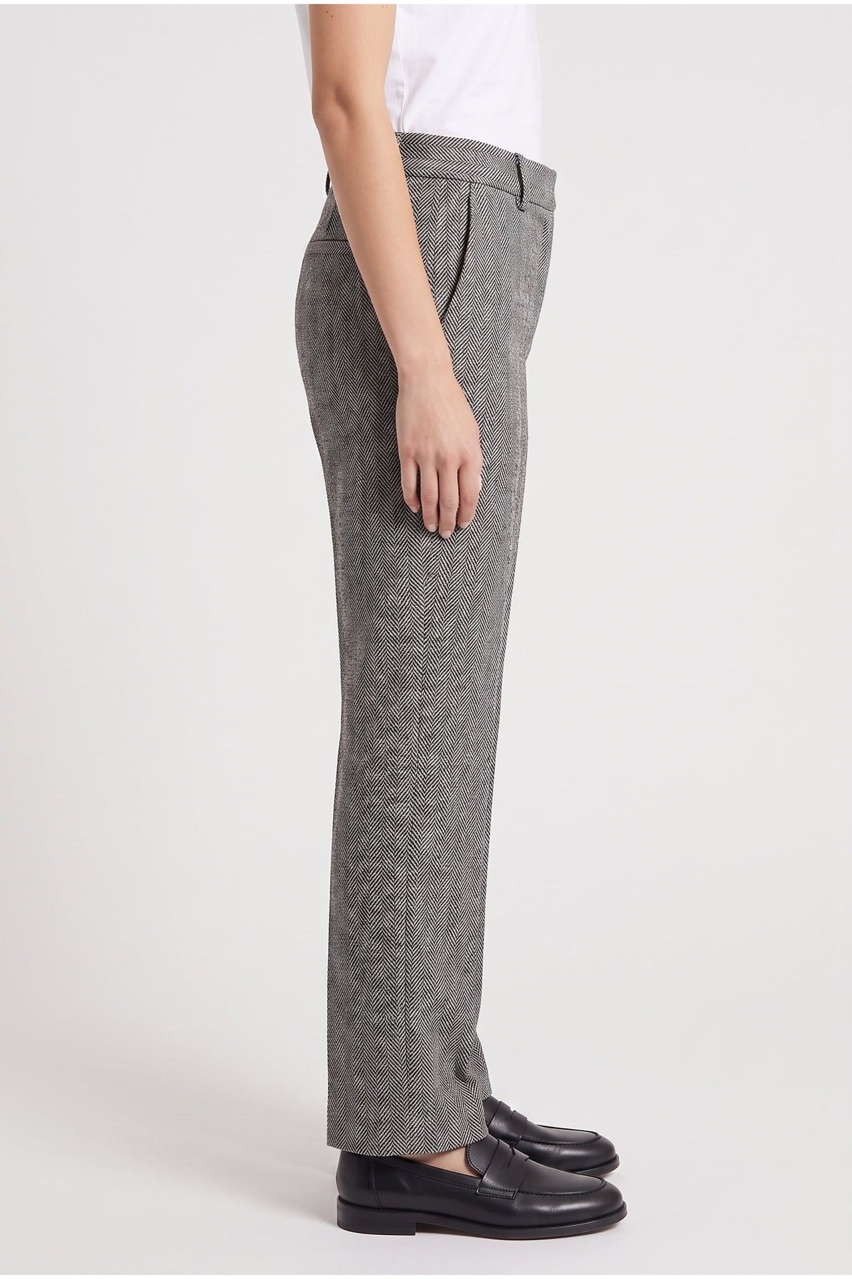 Women's Black White Linen Trousers