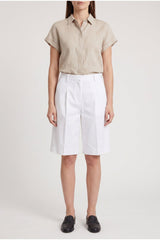 Women's White Tailored Bermuda Trousers