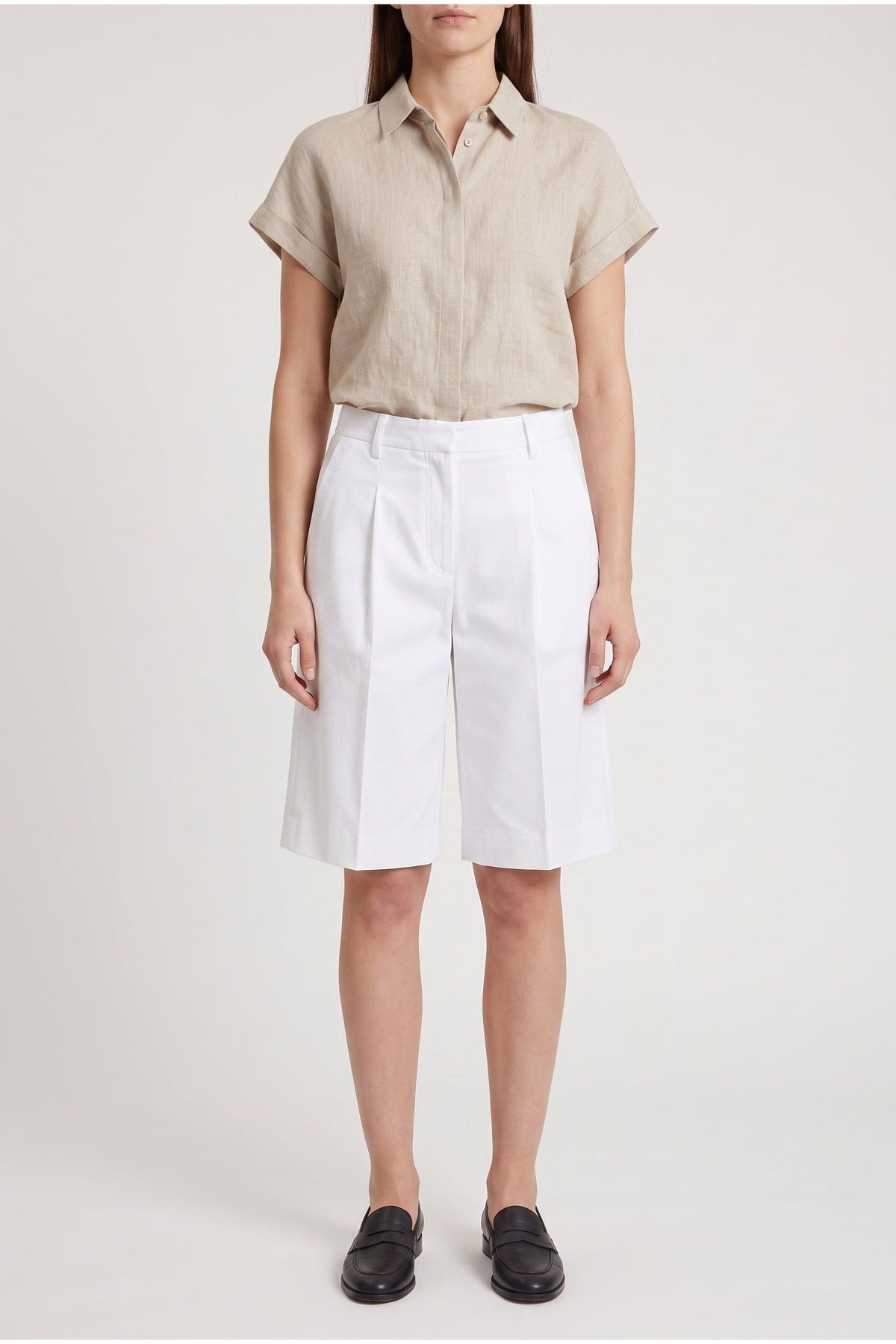 Women's White Tailored Bermuda Trousers