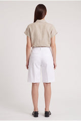 Women's White Tailored Bermuda Trousers