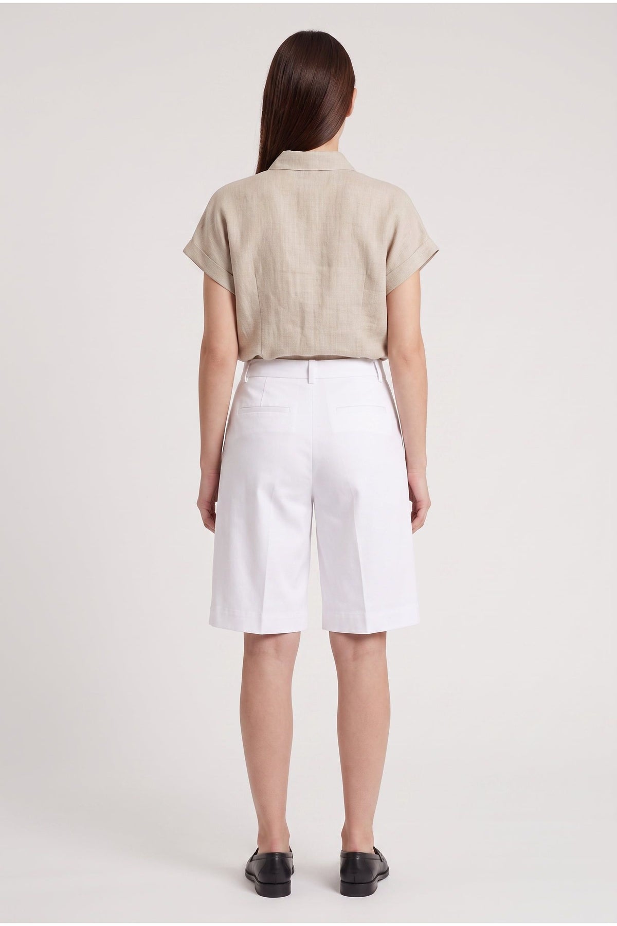 Women's White Tailored Bermuda Trousers