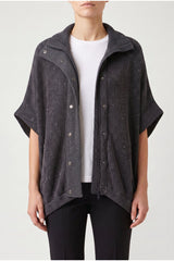 Women's Charcoal Ribbed Knit Jacket