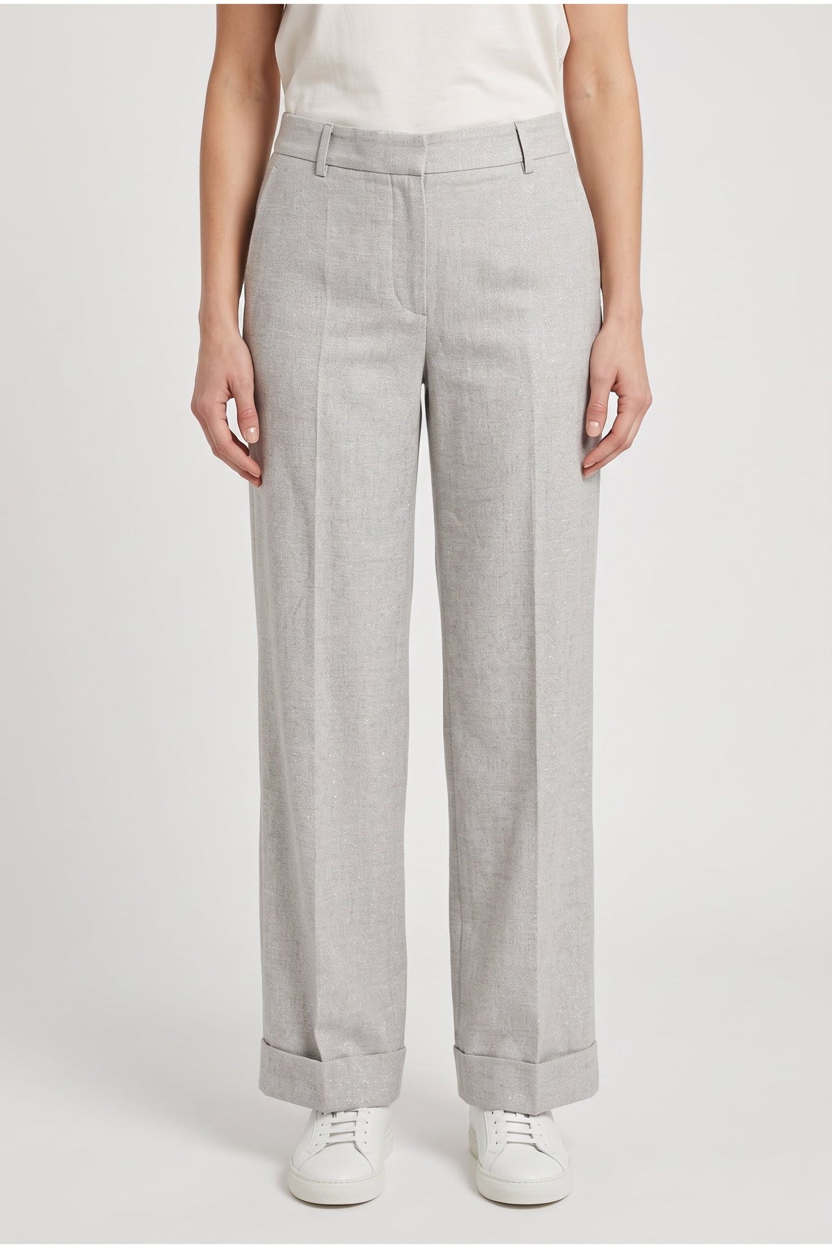 Women's Light Grey Linen Trousers