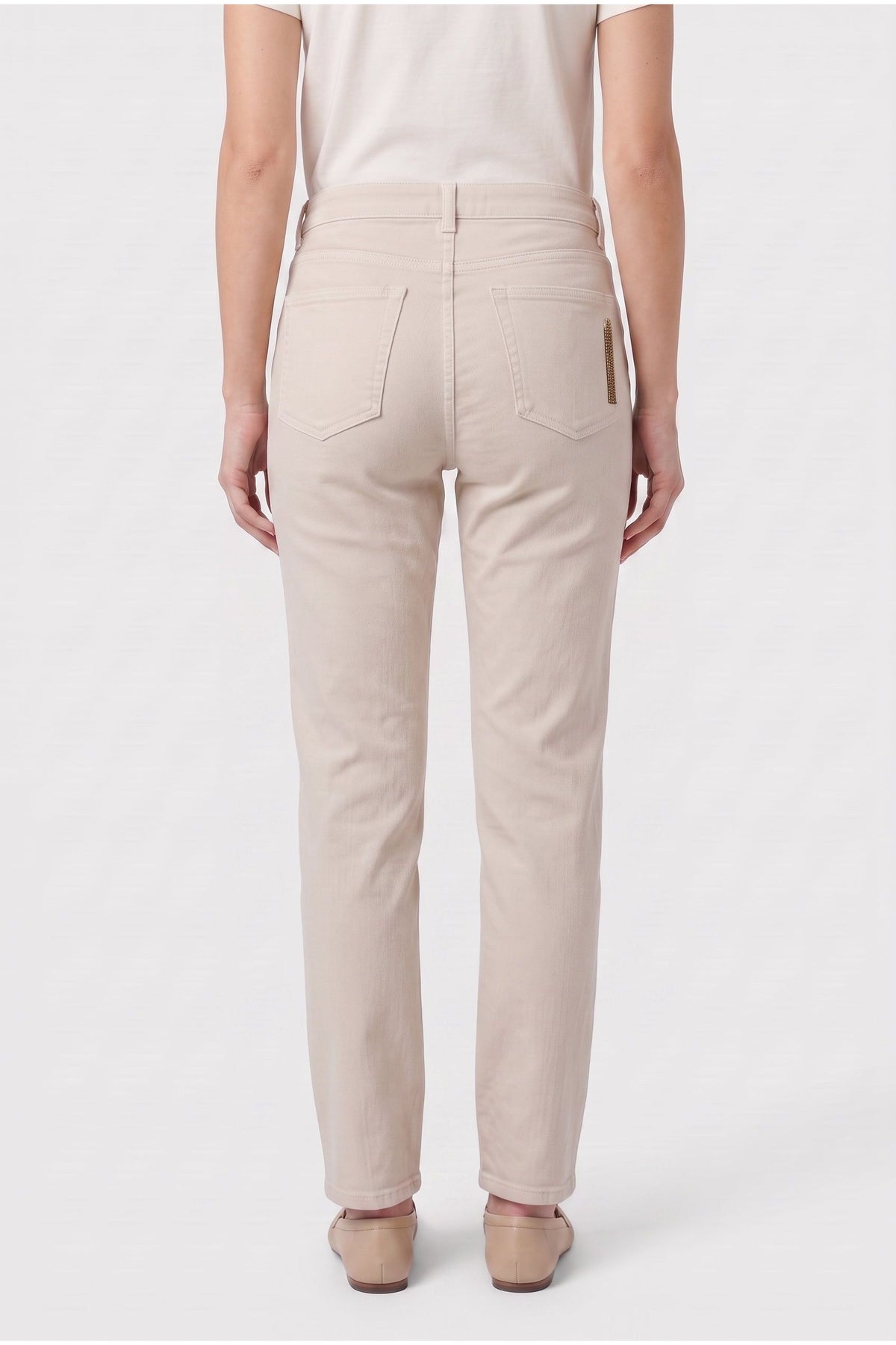 Women's Beige 5 Pocket Jean Style Denim Pants