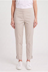 Women's Beige Cotton Cropped Trousers