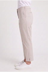 Women's Beige Cotton Cropped Trousers