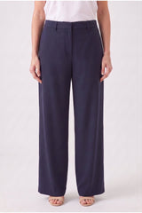 Women's Navy Cotton Wide Trousers