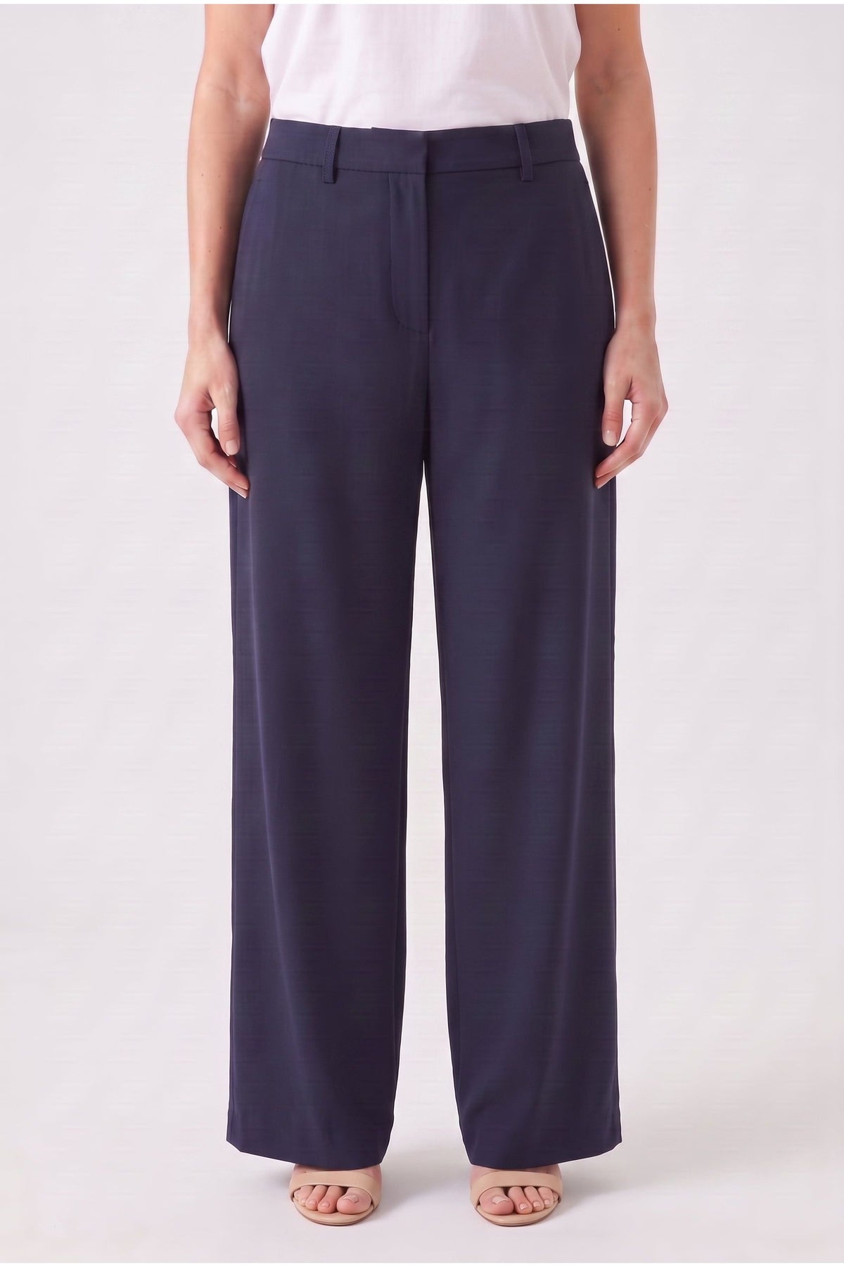 Women's Navy Cotton Wide Trousers