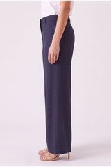 Women's Navy Cotton Wide Trousers