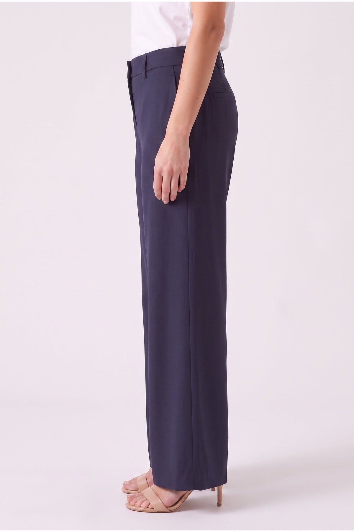 Women's Navy Cotton Wide Trousers
