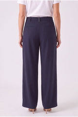 Women's Navy Cotton Wide Trousers