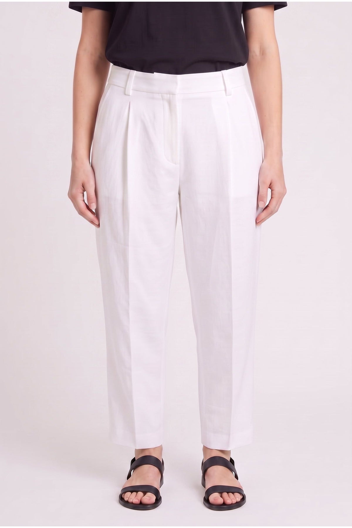 Women's White Linen Blend Trousers Nwt