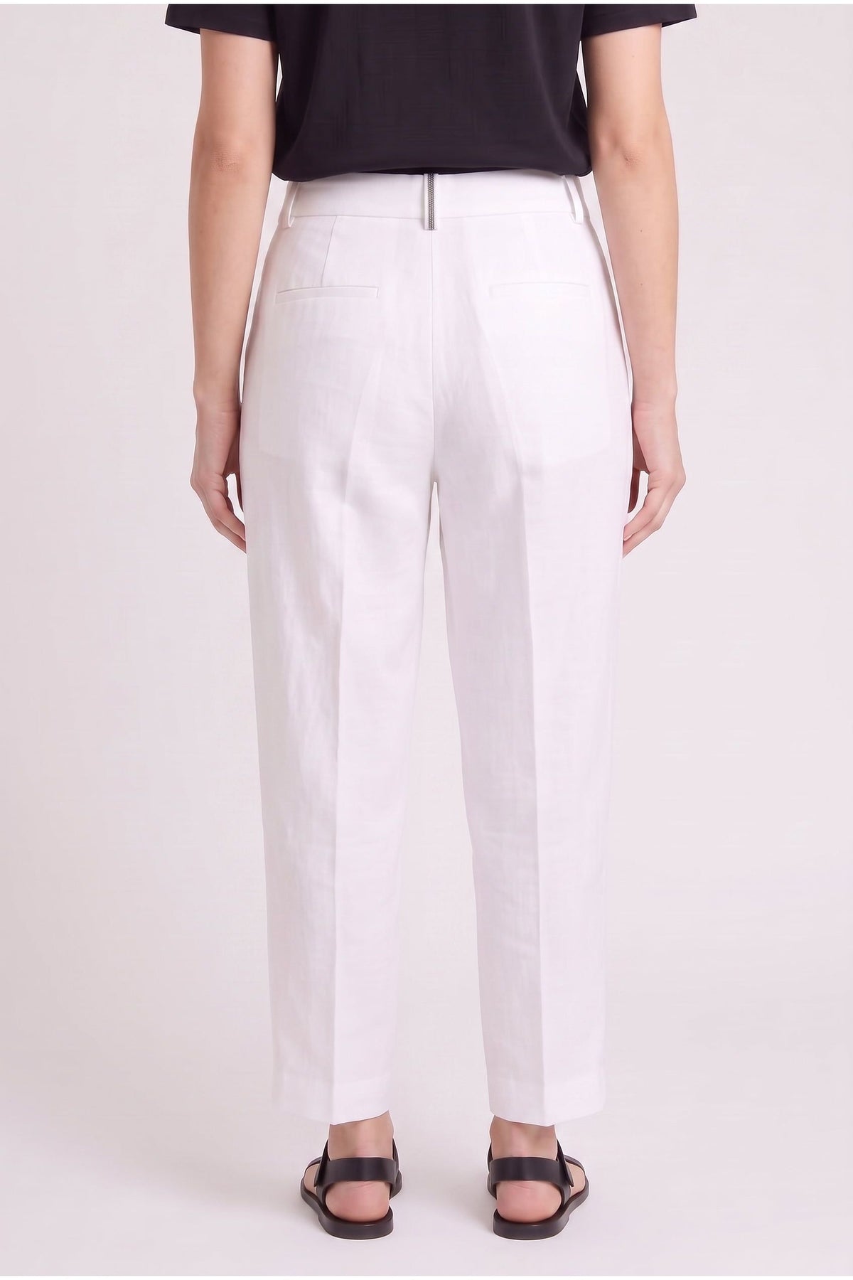 Women's White Linen Blend Trousers Nwt