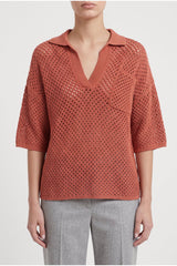 Brunello Cucinelli Women's Rust Openwork Cotton Sweater