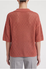 Brunello Cucinelli Women's Rust Openwork Cotton Sweater