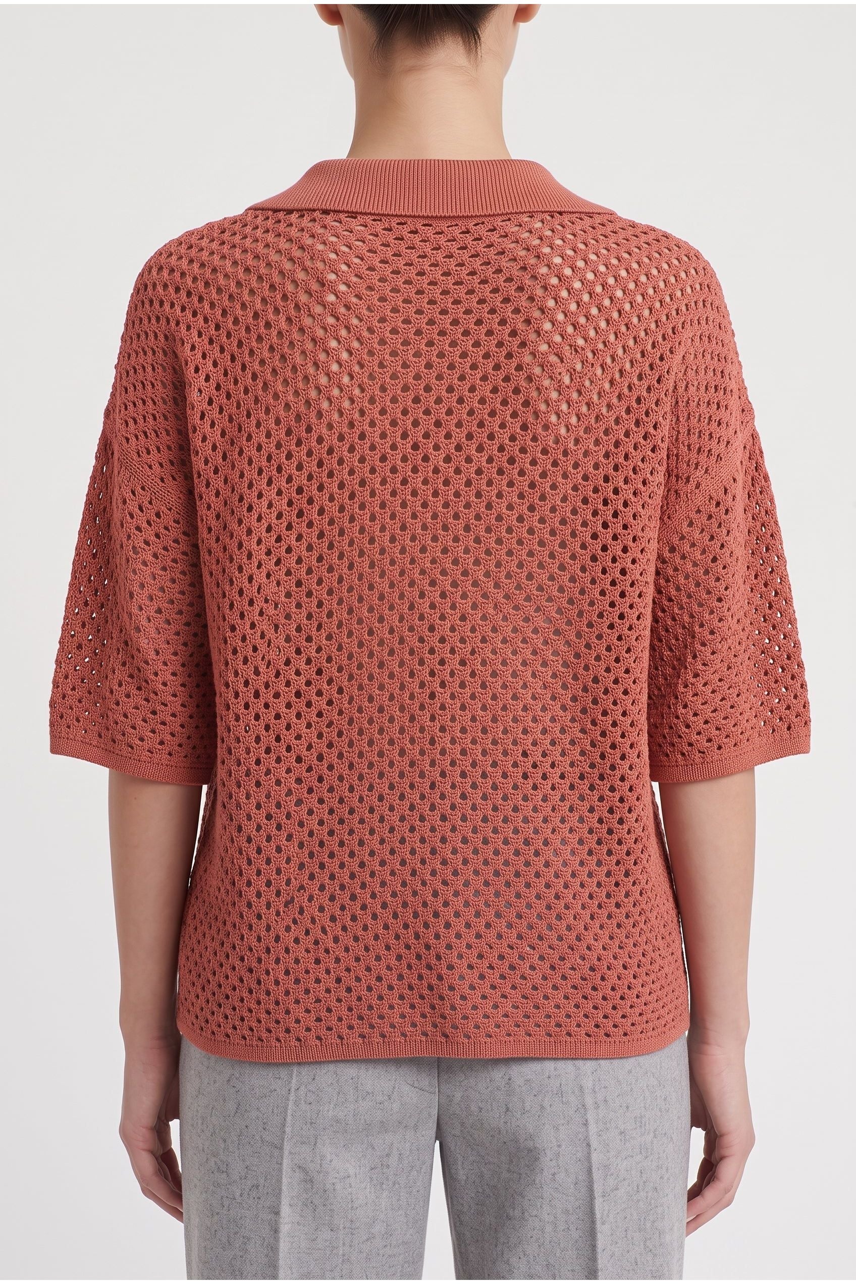 Brunello Cucinelli Women's Rust Openwork Cotton Sweater