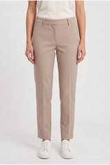 Women's Beige Cotton Casual Trousers
