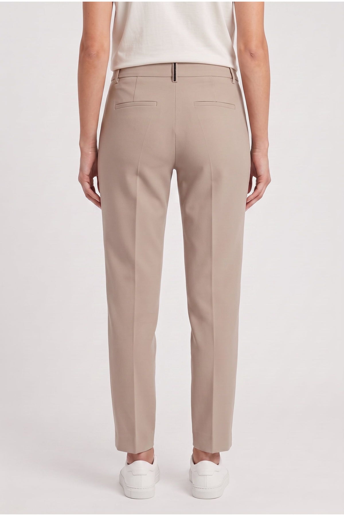 Women's Beige Cotton Casual Trousers