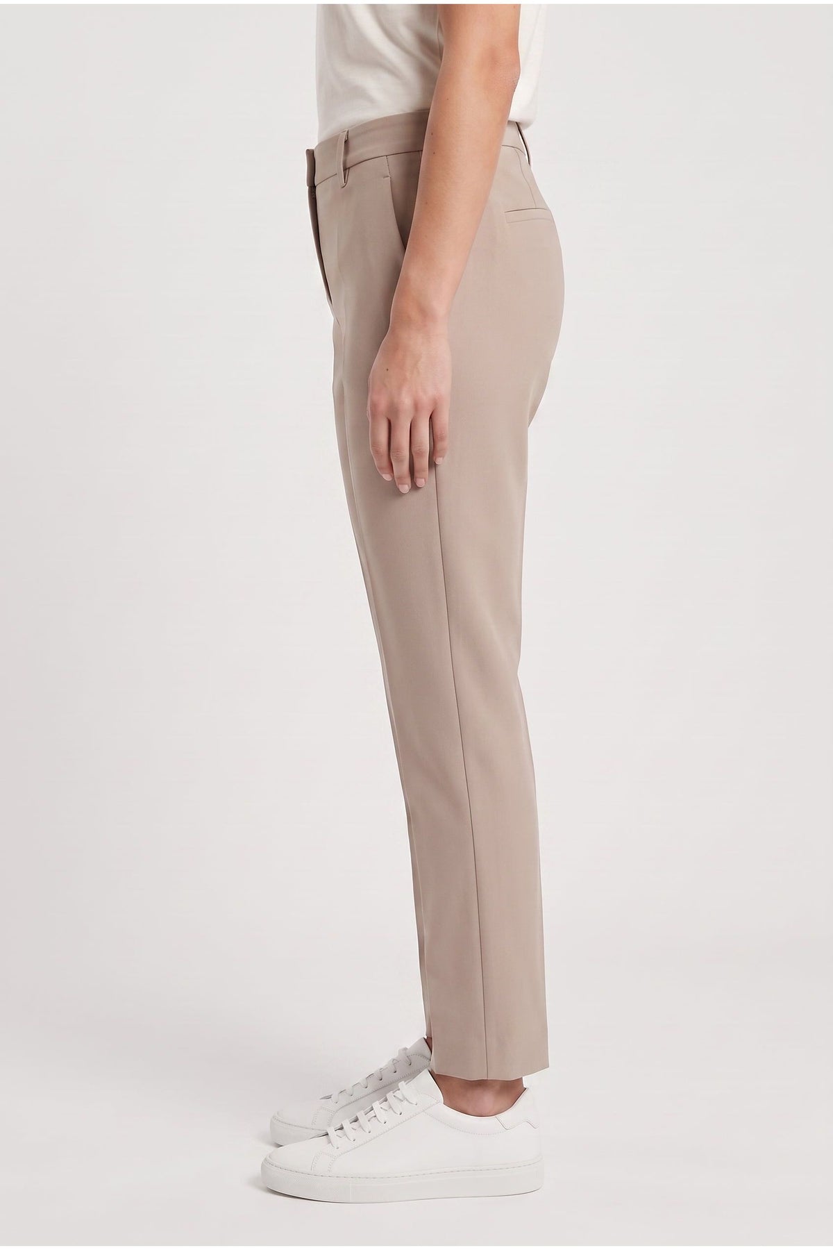 Women's Beige Cotton Casual Trousers