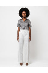 Women's Off White Linen Trousers