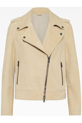 Brunello Cucinelli Women's Yellow Suede Biker Jacket