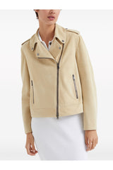 Brunello Cucinelli Women's Yellow Suede Biker Jacket