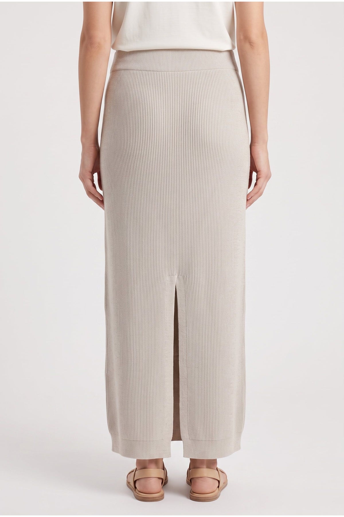 Women's Beige Cotton Knit Skirt