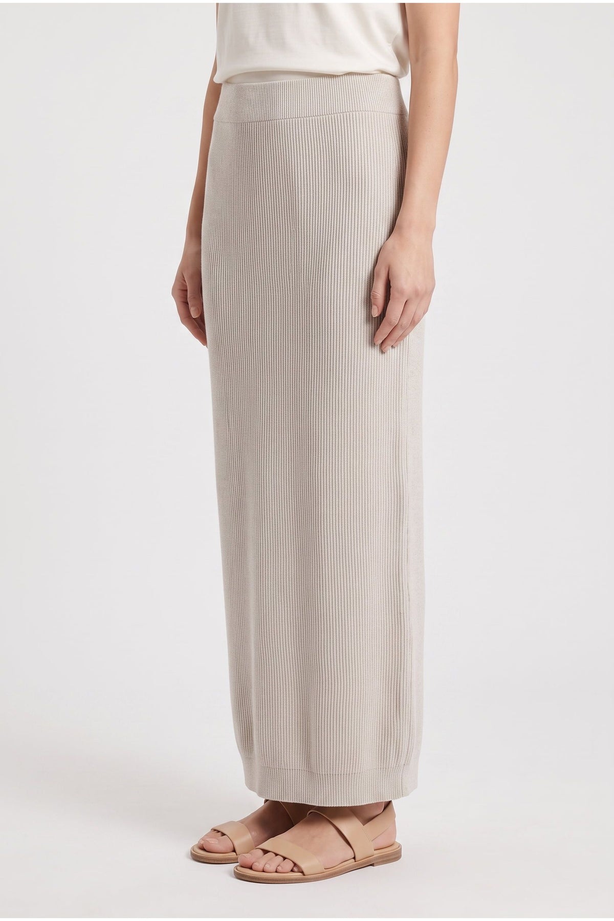 Women's Beige Cotton Knit Skirt