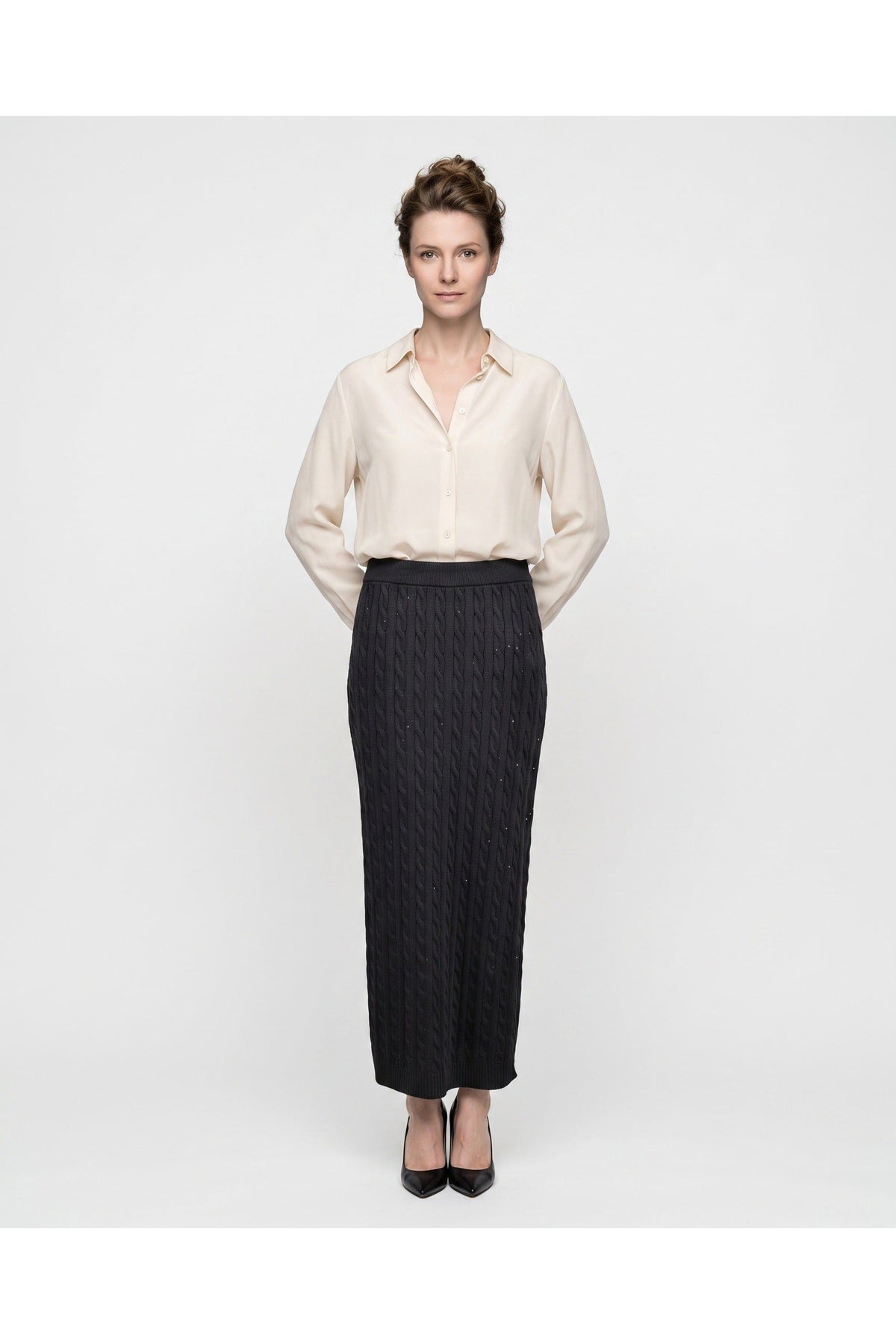 Women's Black Cable Knit Skirt