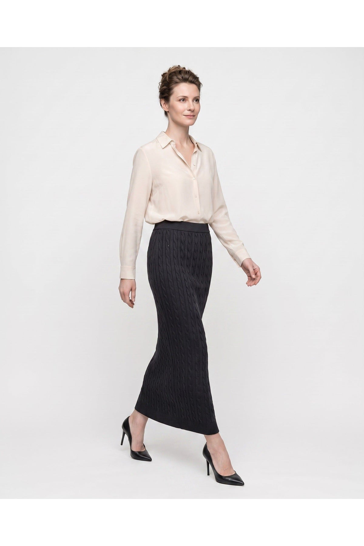 Women's Black Cable Knit Skirt